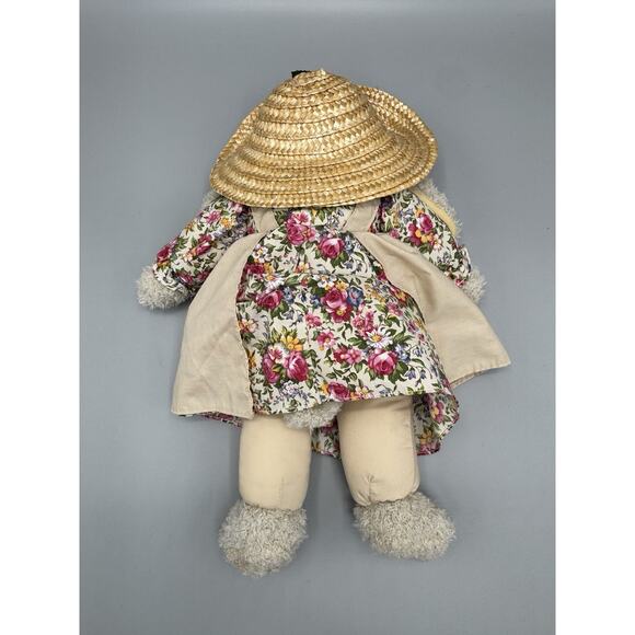 Chosun Bunny Rabbit In Floral Dress & Straw Wicker Hat Plush 16” Stuffed Animal - Picture 6 of 7